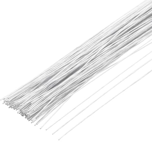 QUARKZMAN 100 Stück Weiße Blumendrahtstiele Biegsam 0,35 mm 28 Gauge Floristen Draht für die Herstellung von künstlichen Blumenkränzen und Bastelbedarf
