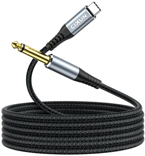 CIXUN USB C to 6.35 mm 1/4 inch TS Guitar Audio Cable, Bass/Electronic Piano Microphone Cord for Audio Recording Compatible with iPhone 16 Pro Max/16 Pro/16Plus/16 (3M/10Ft)