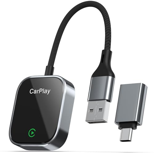 CarPlay Wireless Adapter, Upgraded CarPlay, Wandelt Kabelgebundenes CarPlay in Kabelloses um, Plug and Play, Kompatibel mit iOS10+ und Autos mit Kabelgebundenem CarPlay,Nicht mit Android Kompatibel