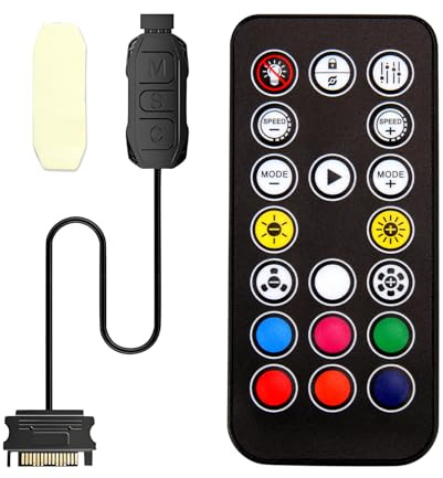 Controlador ARGB con mando a distancia – Binghe 5V 3 pines – Iluminación RGB personalizable mediante mando a distancia de 14 teclas – Compatible con ventiladores de caja de PC y tiras LED – Efectos de