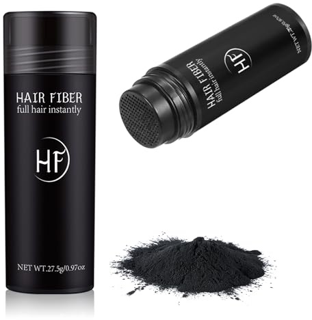 Fibre Capillaire Noir, Fibre Capillaire Naturelle de Kératine, Poudre Densifiante pour Cheveux Clairsemés, Hair Building Fibers Couvrir la Perte de Cheveux, pour Femmes et Hommes, 27.5g