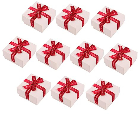 Holibanna 10pezzi Scatole Per Gioielli Con Fiocco Eleganti Scatoline Porta Anelli Collane e Bracciali Per Compleanni e Feste Protezione