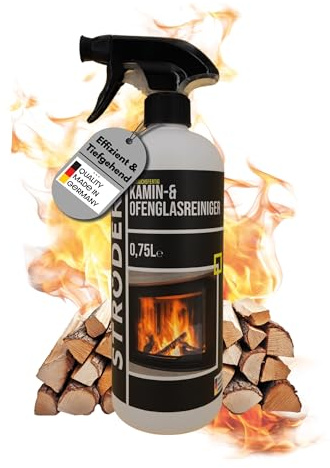 STRÖDER® - Kamin- & Ofenglasreiniger | 750ml kraftvolle Ruß- & Aschelösekraft für klare Sicht | Sprühflasche mit Schaumfunktion