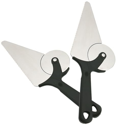 LIFKOME 2piezas Pala Cortadora De Pizza Para Pastel Rueda Cortadora De Pizza Multiusos Cortador De Pasteles Con Acero Inoxidable Para Hornear y Servir Rebanadas
