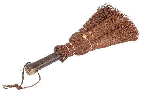 TOPPERFUN Escoba Plumero Manual de Fibra de Palma Tejida a Mano Pequeña y Madera Práctica y Duradera Hogar para Limpieza Diaria