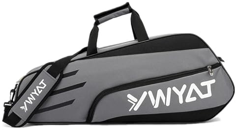 Sport Tent- 3 Schlägertasche für Tennis-, Badminton- und Squashschläger Tragbare Henkel Racket Tasche Leichte wasserdichte Tennistasche Squashtasche Racquet Bag Grau Schwarz