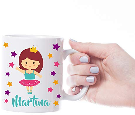 Kembilove Taza Personalizada Princesa Bailarina - Regalo único para niñas - Taza Plastico - Diseño exclusivo con nombre - Desayuno divertido - Regalo Cumpleaños + Detalle Mágico y Original