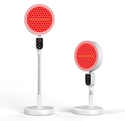 Relhafethy Rotlichtlampe, 220W Infrarotlampe Teleskopisch Verstellbar, mit 3 Leistungsstufen, 10–90 Minuten Timer, Automatischer Abschaltfunktion, Verstellbarem Winkel für Den Heimgebrauch