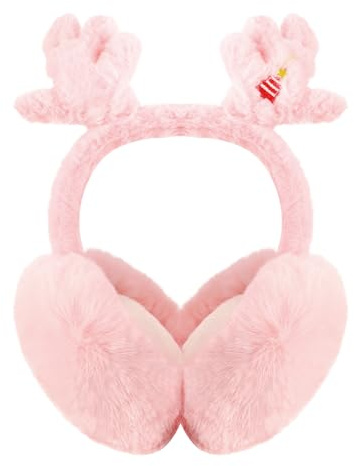 BTHRORO Winter Earmuffs for Woman Girls Cute Animal Fluffy Ear Muffs Foldable Soft Plush Earmuffs Winter Warm Ear Warmers Cold Weather Accessories for Outdoor