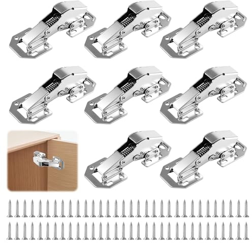 YiJiuBa 8 Stück Scharniere für Schranktüren, 105×44 mm 90° Softclose Scharniere mit 8 Schrauben, Möbelscharnier mit Dämpfer Klappbar für Möbel, Schranktür, Holztür