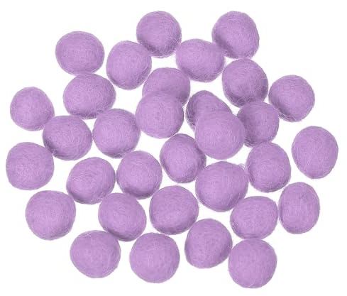 QUARKZMAN 30 Pcs Bolas De Fieltro De Lana, Pompones De Fieltro De 0.6 Pulgadas Para Manualidades, Cuentas Pequeñas De Pompones Hechos A Mano Para Artesanías, Lila Claro