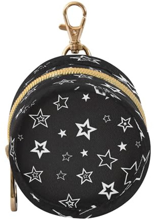 Porte-tétine de voyage pour nouveau-né avec fermeture éclair et clip Motif étoile Noir/argenté