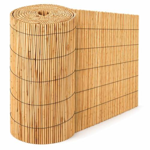 Reed Screening 9-10mm Thick Natural Reed Fence Screening Roll, Tall Garden Privacy Screen, Bamboo Reed Fencing for Fence Cover, Balcony & Patio (1.2m x 3m)