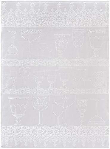 Le Jacquard Francais Geschirrtuch Hochwertige Alternative Kristall 60 x 80 100% Leinen, Jute, weiß, 80 x 60 x 0,1 cm