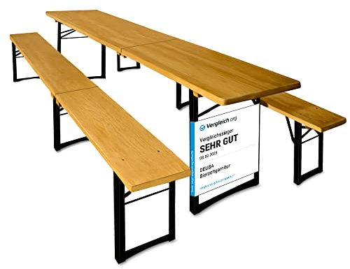 Casaria® Ensemble Table et 2X bancs Pliable Bois 220 cm 10 Personnes Salon de Jardin Peu encombrant Pique-Nique Camping