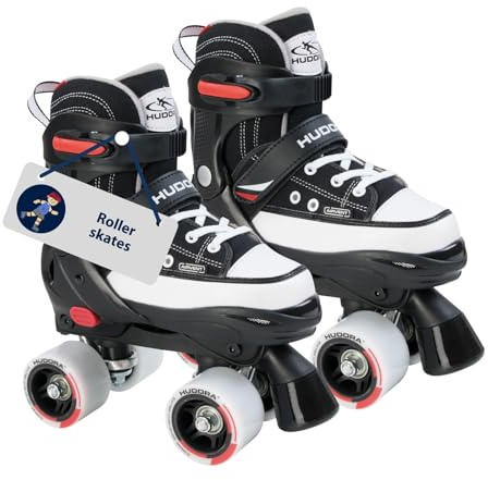 HUDORA Patins à roulettes Rose/Noir - Patins à roulettes de Haute qualité en Nylon - Confortables & réglables sur 4 Tailles - Rollers élégants pour Enfants et Adolescents