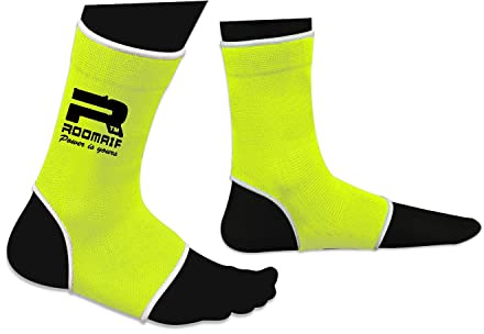 ROOMAIF Knöchelschutz Sprunggelenk Stützbandage Sport Kampfsport Kickboxen Ankle Protector Thai Boxen MMA Knöchelschoner DE (Florocent grün, Einheitsgröße)