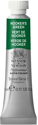Winsor & Newton 0102311 Professional Aquarellfarbe, lebendige Wasserfarben in Künstlerqualität, hohe Farbbrillanz & Leuchtkraft, lichtecht, Archivqualität, 5ml Tube - Hookers Grün