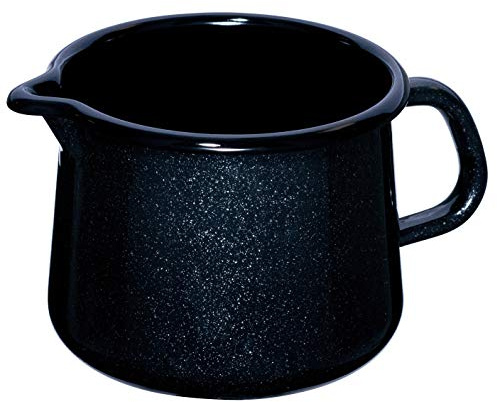 Riess, 672-009, Schnabeltopf Ø 12cm, Schwarz, Emaille, Vol. (rec.): 1,0 Liter, Made in Österreich, LBH: 19,0x13,6x11,0cm, 0,450kg, Induktionskocher kompatibel, Gasherd geeignet, Spülmaschinenfest