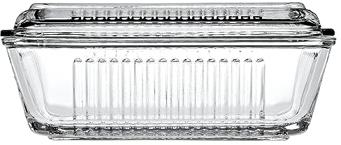 Pasabahce 97711 Butterdose, Frischhaltedose Gusto, 17 x 10,2 cm, 2-teilig aus Glas