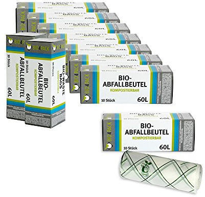 10er SET 60 L Abfallbeutel 10er Pack/Müllbeutel/Mülltüte/Biobeutel/Kompostbeutel / Bio4Pack