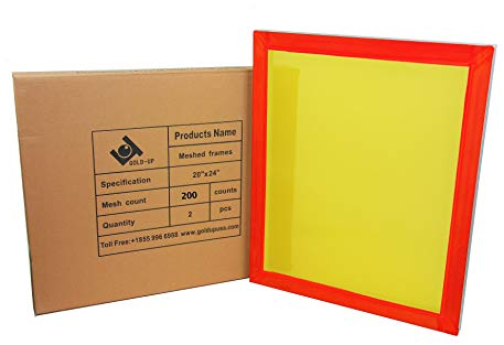 50,8 x 61 cm vorgedehnter Siebdruckrahmen aus Aluminium mit 200 gelben Maschen (2 Stück)