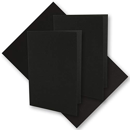 Carte False en papier kraft vintage - Format A6-105 x 148 mm - Marron sable - Recyclage - 220 g/m² - Carte pliable brillante - Umwelt de Gustav NEUSER 25 Karten - Noir
