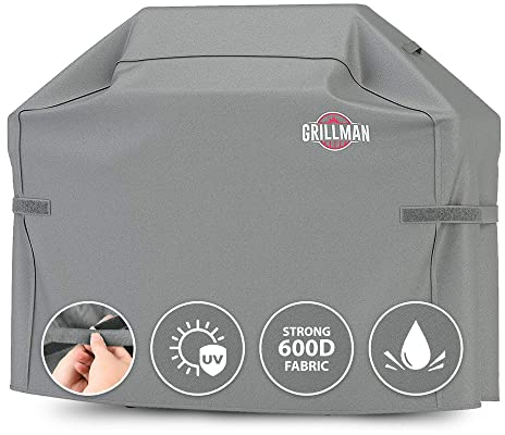 Grillman Funda Impermeable para Barbacoa, Color Canela Funda Protectora para Barbacoa Funda Impermeable para Barbacoa (132 cm, Gris)