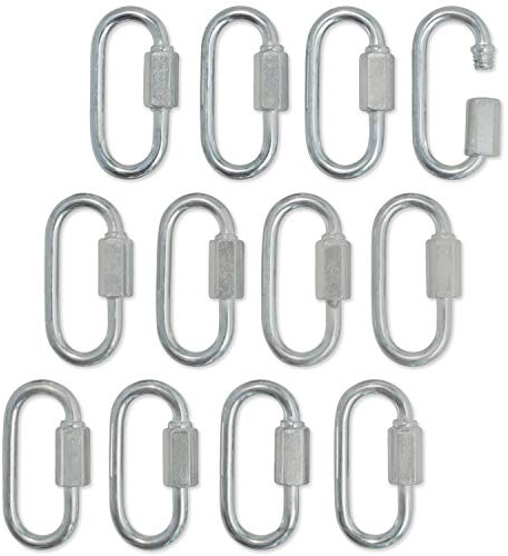 Meister Quick Link Schraubkarabiner – verzinkter Stahl mit Sechskantgewinde – M4 (4,3 cm) x 12 Stück