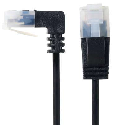 xiwai Ultra Slim Cat6 Ethernet Kabel RJ45 Abgewinkelt auf Gerades UTP Netzwerkkabel Patchkabel 90 Grad Cat6a LAN für Laptop Router TV Box (1,0m)