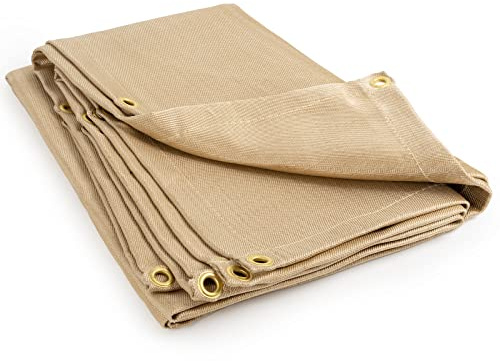 YESWELDER Manta de Soldadura de Fibra de Vidrio Resistente, 4 x 6 pies, Manta de Aislamiento ignífugo, Cubierta de Soldadura Gruesa de 8 mm con Ojales, Aislamiento térmico Resistente al Calor