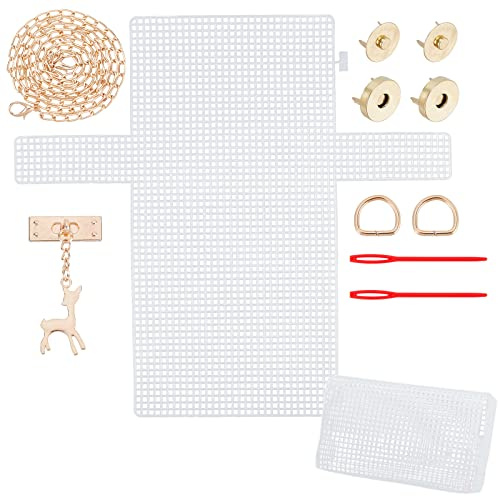 CHGCRAFT handgefertigte Taschen Stricken Kits für Frauen Kreuzstich Kits Leder Kunststoff Handtasche machen Zubehör für die Herstellung von handgefertigten Häkeln Projekte 7.48x10.87inches
