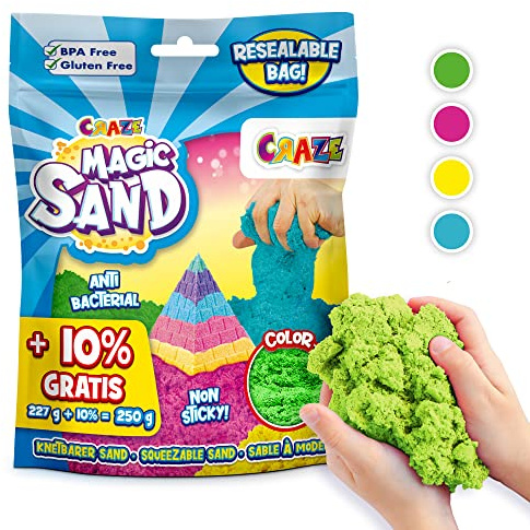 Craze Magic SAND | knådning and påfyllningspack, 250 g påfyllningspaket färgglad magisk sand, BPA-fri och glutenfri, 4 – förval inte möjligt