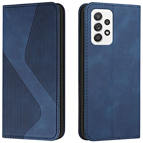 NEXCURIO Handy Hülle für Samsung Galaxy A53 5G Handyhülle mit Kartenfäch Klapphülle Klappbar Schutzhülle Leder Flip Wallet Case Cover Tasche Handytasche Stoßfeste - Blau