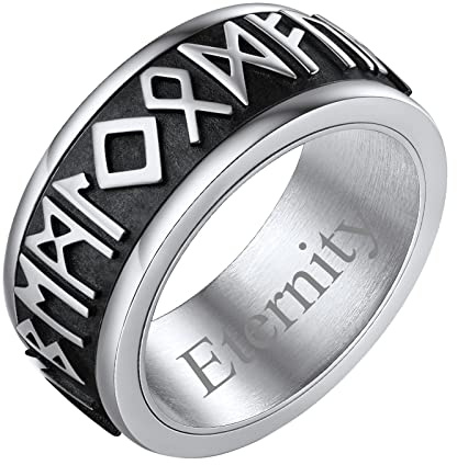 FindChic Herren Damen Spinner Fingerring Personalisierter Viking Rune Bandring drehbarer Fingerring mit Geschenkebox für Valentinstag Geburtstag