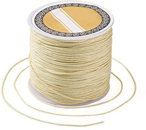 Bestewelry Nylonschnur, 0,8 mm, geflochten, Knotenband, Perlenschnur, Makramee-Faden, Armband, Kordel für Schmuckherstellung, Nähen, Helles Khaki, 90 m