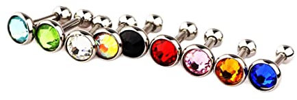 Wycian Nasenring Edelstahl, Nasenstecker Set mit Runden 3mm/4mm/5mm Zirkonia Silber 5mm Ohrring Piercing zum Jubiläum Geburtstag für Frauen Männer