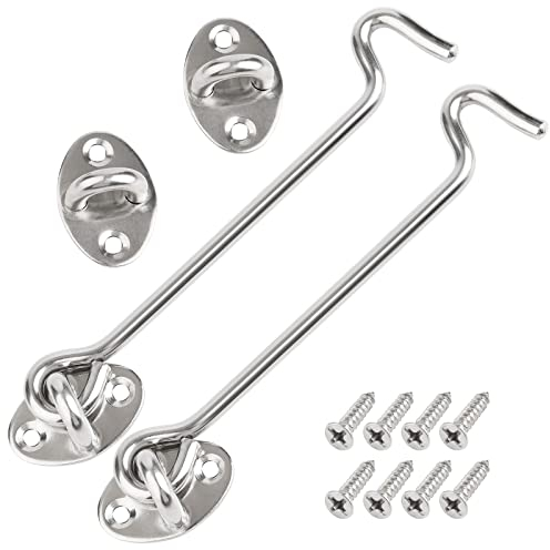 DKBT Crochet Porte 157mm en Acier Inoxydable - Loquet Exterieur avec Verrou de Targette Pour Fenêtre, Cabine et Grange - 2 Pcs avec Vis de Montage