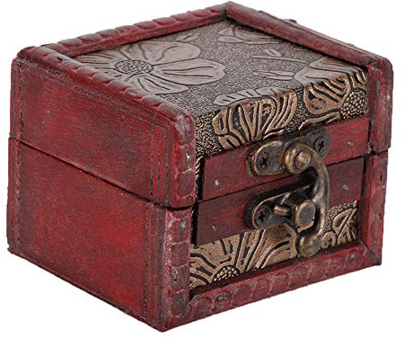 Buachois Scrigno del Tesoro,Mini Vintage in Legno Scrigno del Tesoro in Stile,Cinese Orientale Tesoro retrò Gioielli Pirata Giocattolo Scatola di Legno per Libri Collezione di Carte Regali(Loto)