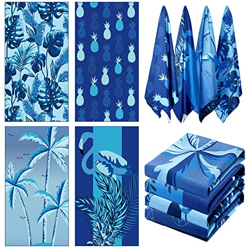 4 Pack Lightweight Microfiber Beach Towel 75 x 35 Extra Large Sand Free Quick Dry Absorbent Towels Blue for Swimming Pool Yoga Gym Travel Vacation Sports Beach Essentials Accessories Vacation Gift