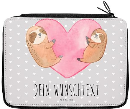 Mr. & Mrs. Panda Personalisierte Federmappe Faultiere Herz - Geschenke, mit Namen, Jahrestag, Hochzeitstag, Freundin, Stifterolle, Stiftetasche, PersonalisierteS Federmäppchen, Geschenk für, Partner