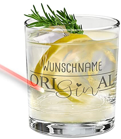 Print Royal PR Gin-Glas mit Gravur selbst gestalten - OriGINal in kursiv - mit Name personalisieren, Geschenke für Gin-Liebhaber, Ginglas graviert mit Spruch | 300ml, Lasergravur