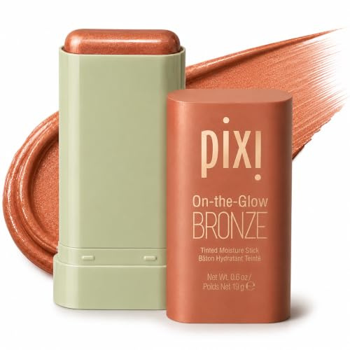 Pixi Beauty On-the-Glow Bronze | Farbton: RichGlow | Feuchtigkeitsspendender Bronzer-Stick für Wangen & Lippen | Mit Ginseng, Aloe Vera & Fruchtextrakten | Parabenfrei | 0,6 oz/19 g
