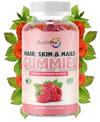 Sunvit-Pro Biotin Gummies 5,000µg - Hair Skin and Nail Vitamins, Vegan Plant Based Biotin Hair Growth Gummies for Women & Men, Supports Menopause, Perfect for Bone, Teeth & Muscle, Enhanced with Zinc