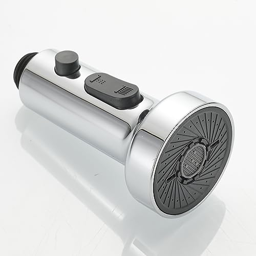 SkyPanda Robinet de cuisine de rechange G 1/2 avec buse de rechange universelle amovible 3 fonctions Robinet de cuisine, lavabo, douche (douche chromée argentée)