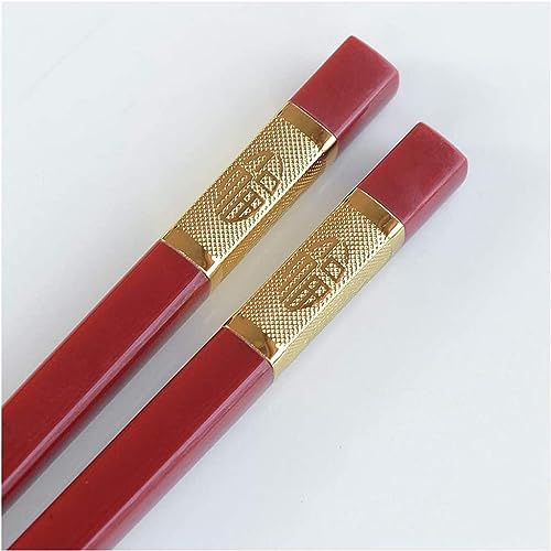 bacchette giapponesi lavabili Bacchette, 10 bacchette cinesi in stile coreano a doppia forma in stile giapponese, bacchette rosse in fibra di vetro(Color:7,Size:)