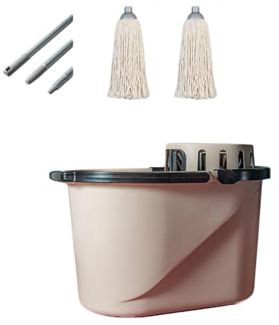BZJPRFC Trapeador Y Cubo con Juego De Escurridor, Cubo De Plástico For Fregona De 19L (5,01 Galones), Uso En Seco Y Húmedo, Mango Cómodo Y Duradero For Suelo, Hogar Y Ventana (Color : Beige)