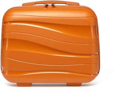 KONO Maleta de Viaje con maletín cosmético 100% PP, Naranja, Small, Neceser Beautycase - Maletín de Maquillaje