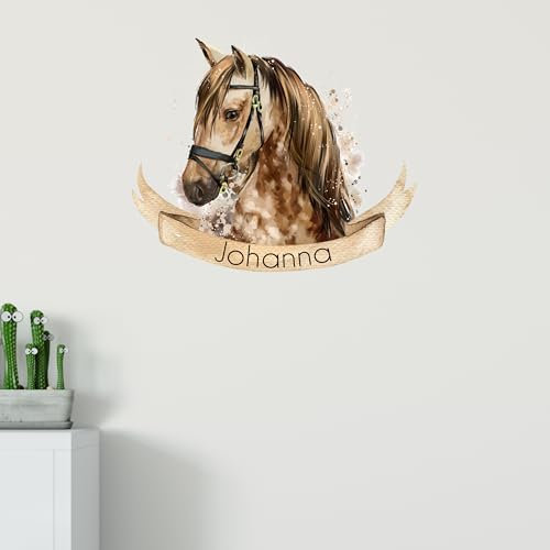 GRAZDesign Pferde Wandtattoo mit Namen personalisiert, Kinderzimmer für Mädchen - 48x40cm