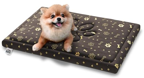 FDM Puddy Hundebett Mittelgroße Hunde 100x70 cm Wasserdicht rutschfest Hundekissen Polyurethanschaum mit Memory-Effekt Abnehmbarer Bezug Waschbar Braun/Gold